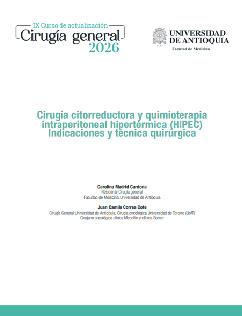 Cirugía citorreductora y quimioterapia intraperitoneal hipertérmica (HIPEC) Indicaciones y técnica quirúrgica
